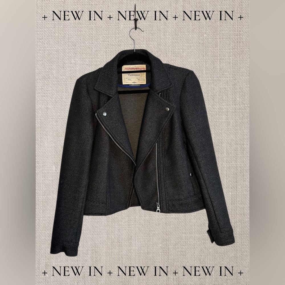 Anthropologie Cartonnier Gray Short Jacket with Faux Fur Trim. - Picture 4 of 11